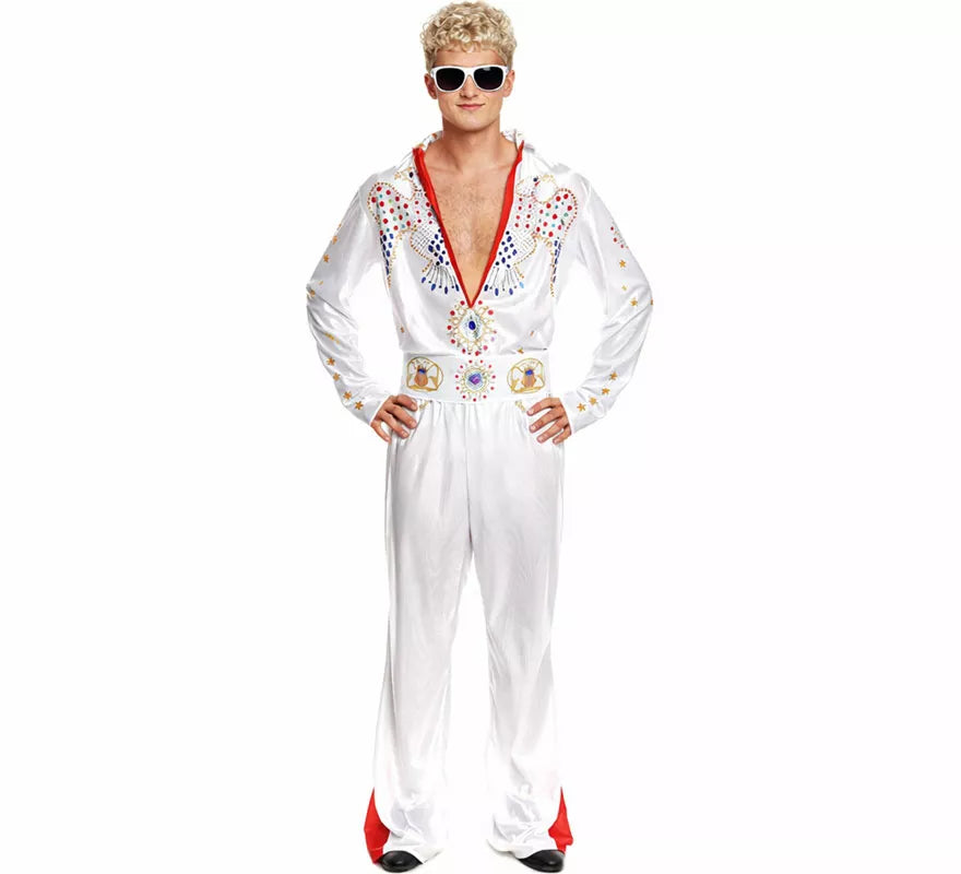 Disfraz de Rey del Rock Blanco para hombre