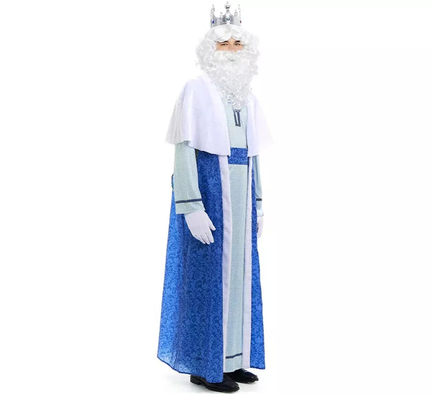 Disfraz de Rey Mago Melchor azul y blanco para hombre