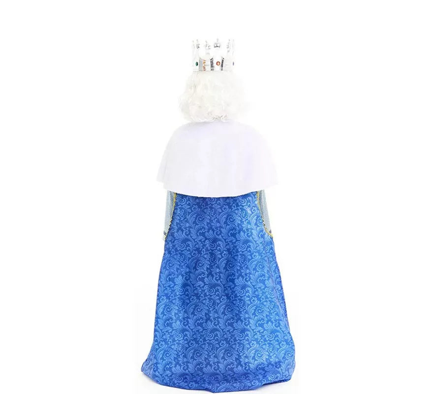 Disfraz de Rey Mago Melchor azul y blanco para niño