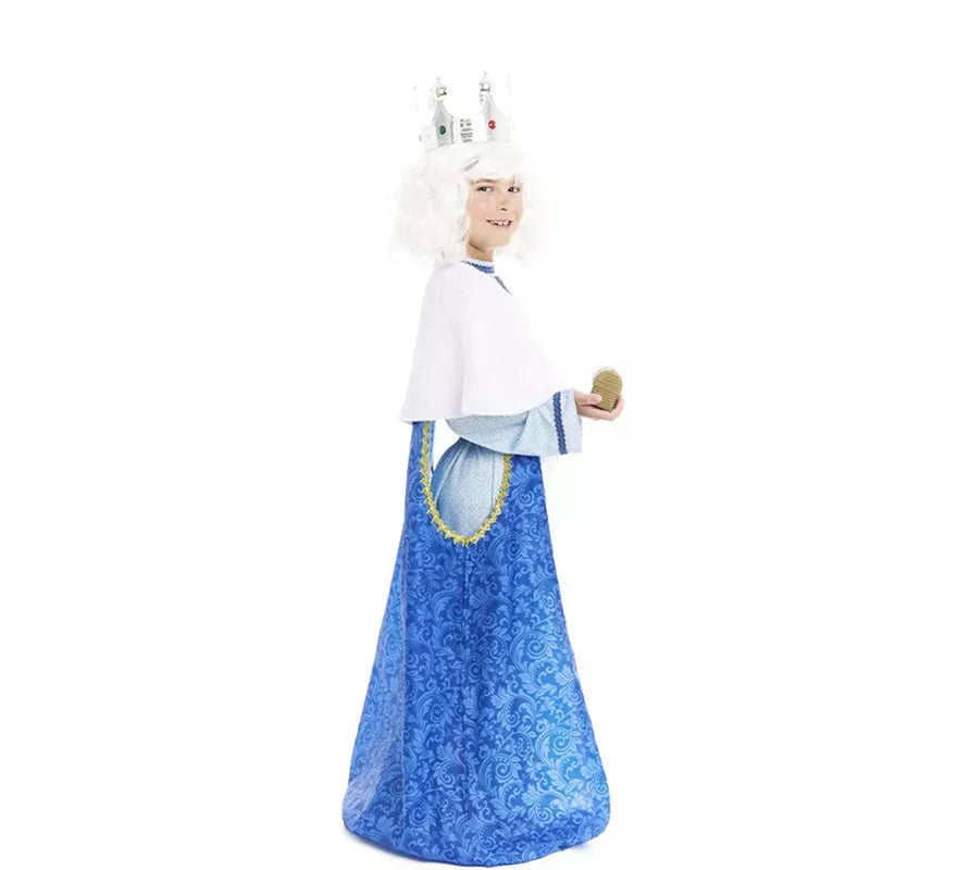 Disfraz de Rey Mago Melchor azul y blanco para niño