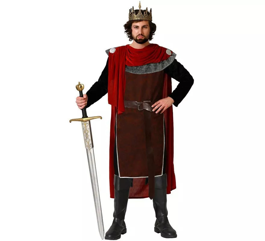 Disfraz de Rey Medieval rojo para hombre