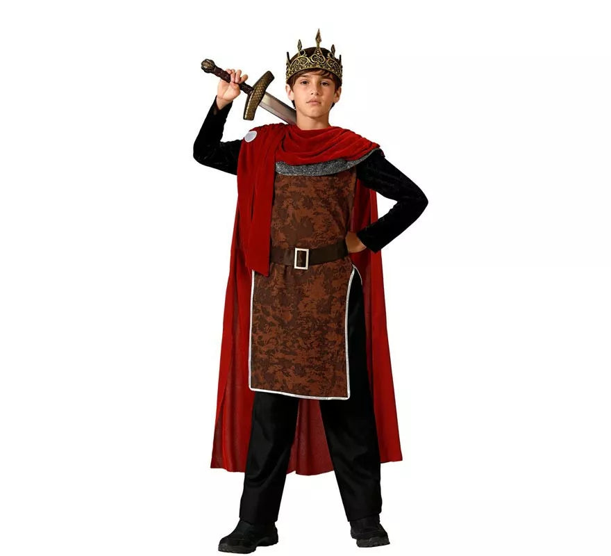 Translation missing: en.Disfraz de Rey Medieval rojo para niño