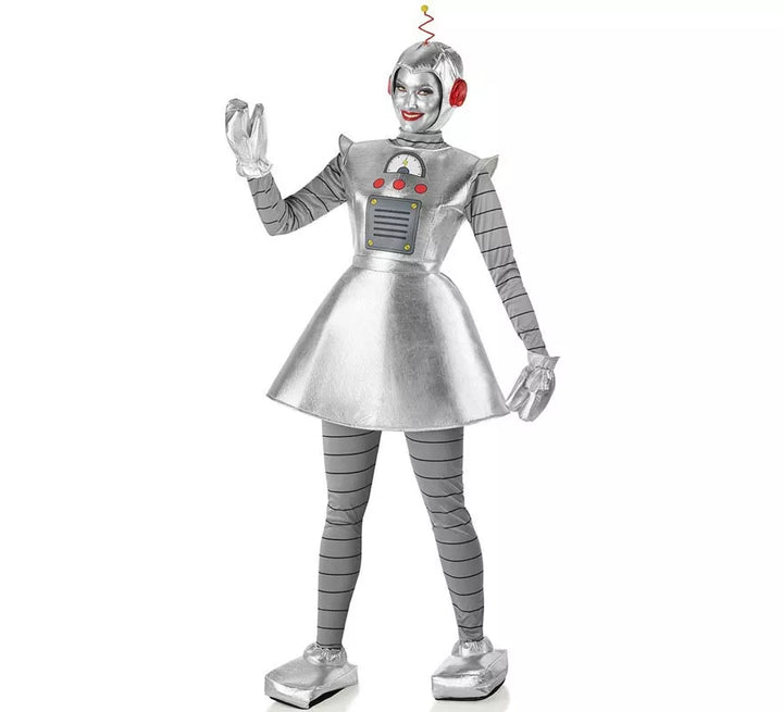 Disfraz de Robot Antiguo plateado para mujer