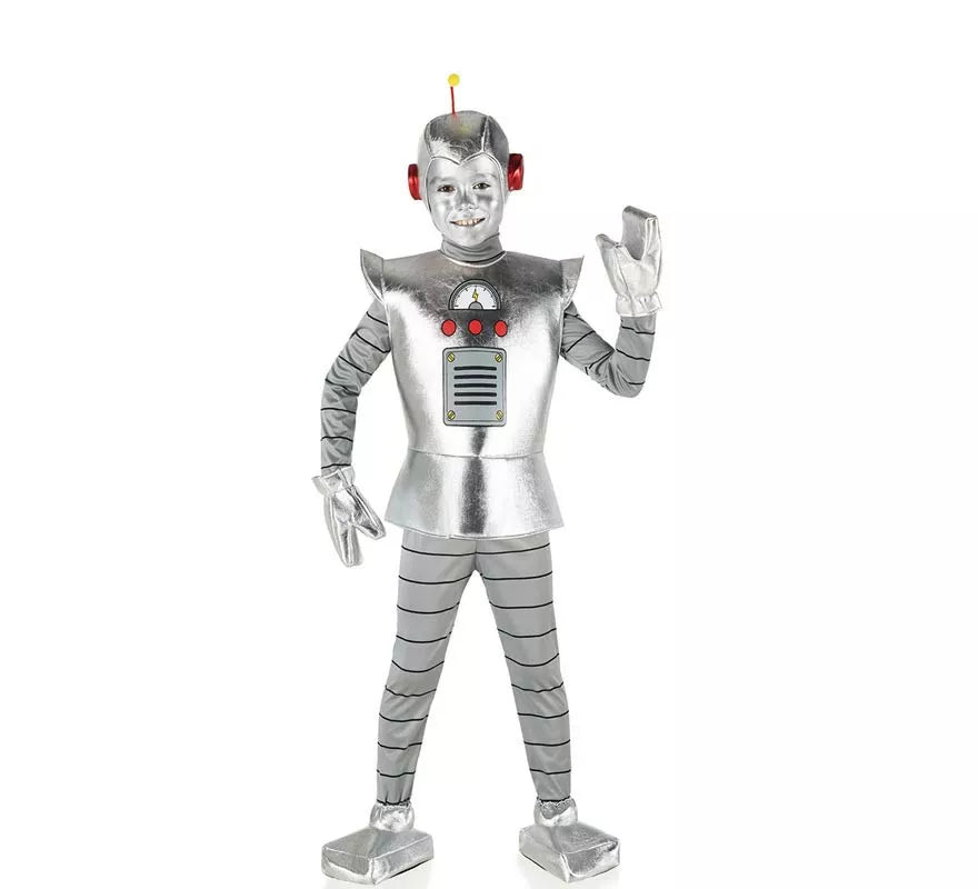 Translation missing: en.Disfraz de Robot Antiguo plateado para niño
