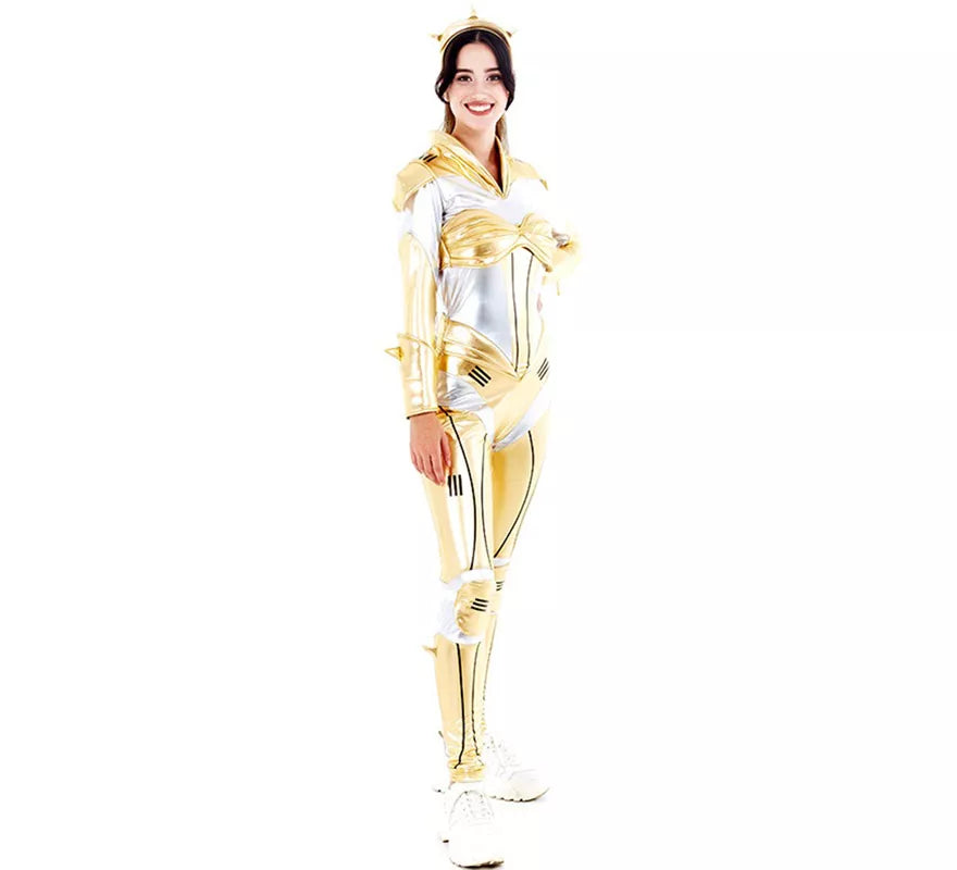 Translation missing: en.Disfraz de Robot Woman Estelar Dorado para mujer