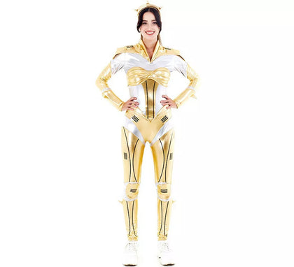 Disfraz de Robot Woman Estelar Dorado para mujer