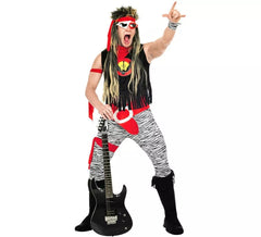 Black and red rock star costume for men
