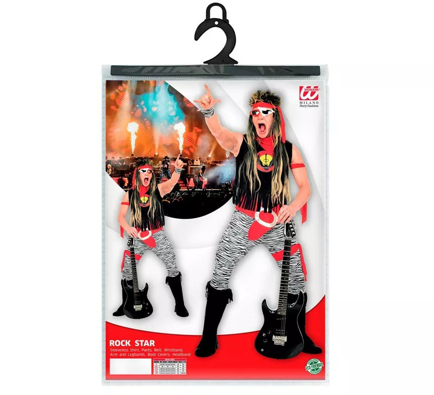 Translation missing: en.Disfraz de Rock Star negro y rojo para hombre