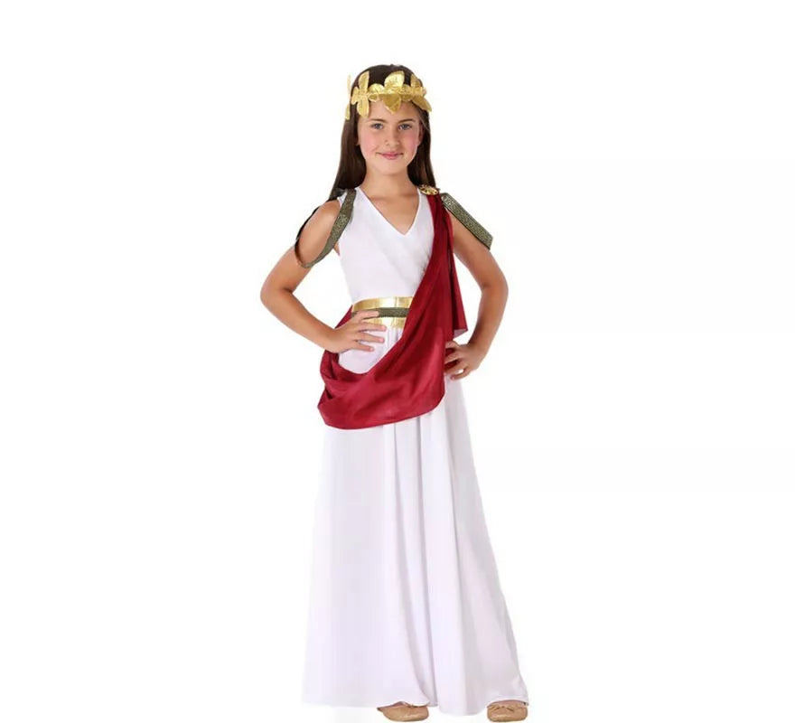 Disfraz de Romana Blanca con capa para niña