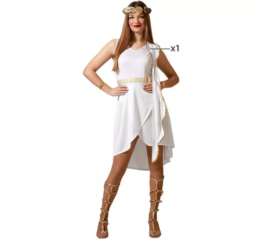 Translation missing: en.Disfraz de Romana blanco con detalles dorados para mujer
