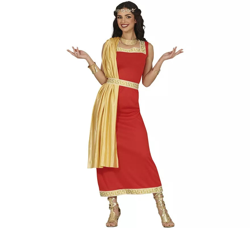 Disfraz de Romana roja y dorado para mujer