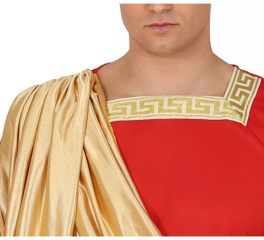 Disfraz de Romano rojo y dorado para hombre