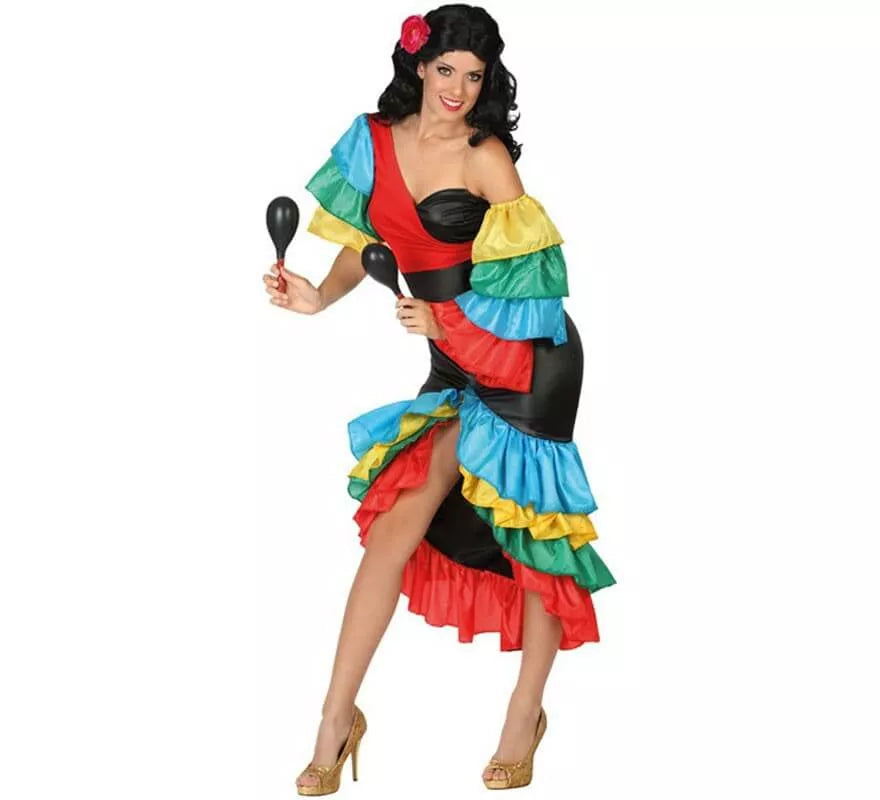 Disfraz de Rumbera Multicolor para mujer