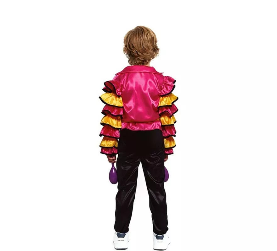 Disfraz de Rumbero fucsia con volantes para niño