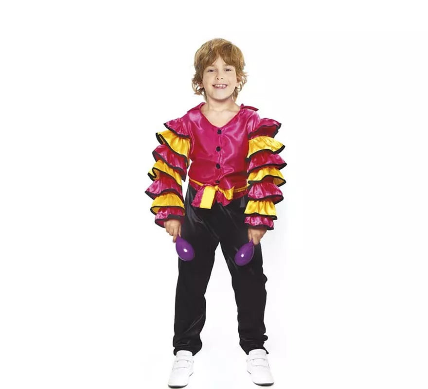 Translation missing: en.Disfraz de Rumbero fucsia con volantes para niño