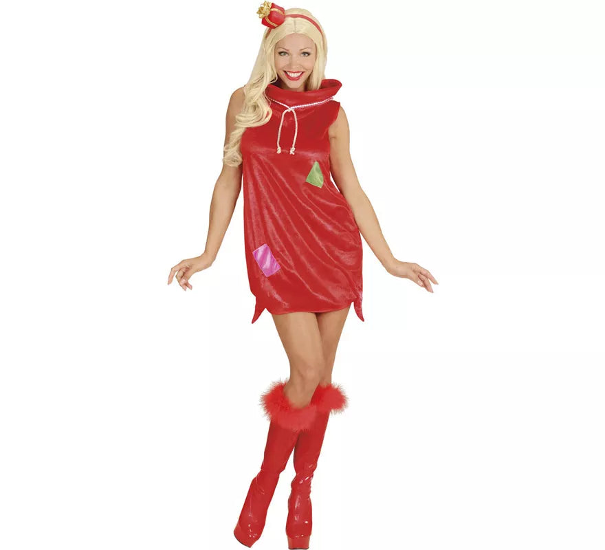 Disfraz de Saco de Navidad Rojo para mujer
