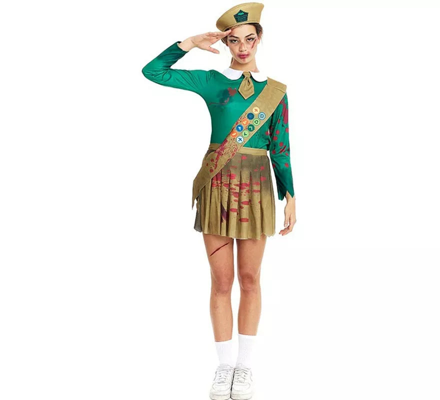 Translation missing: en.Disfraz de Scout Zombie verde y marrón para mujer