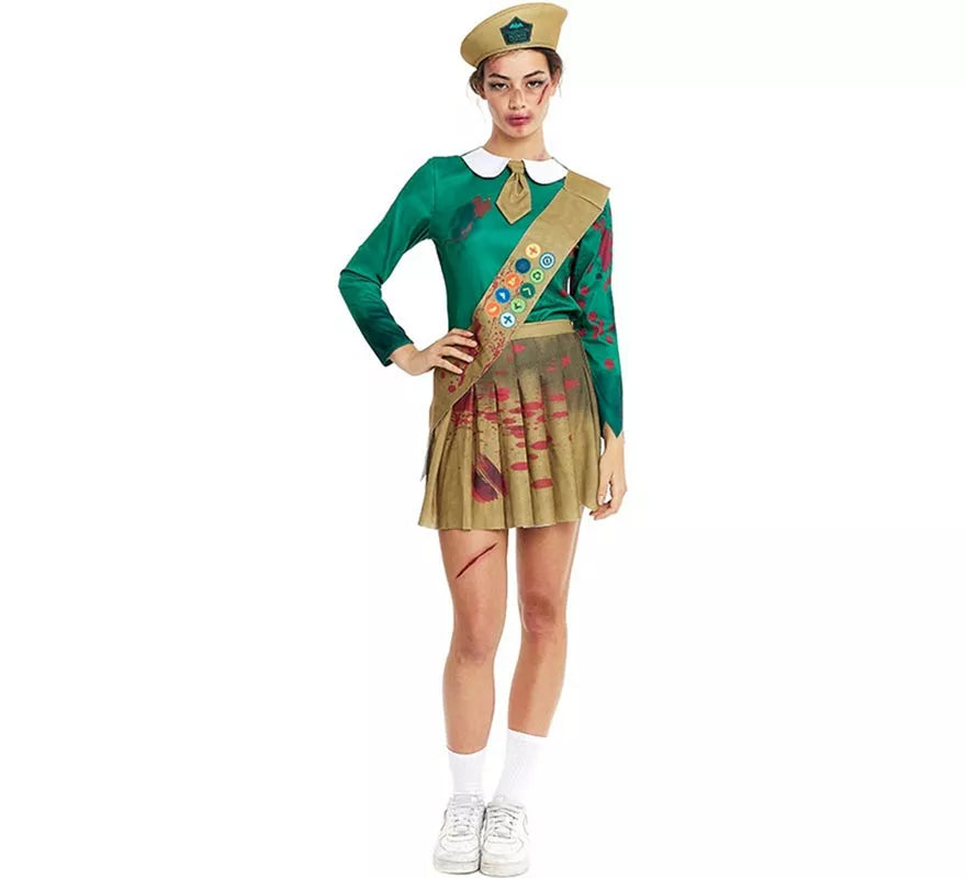 Translation missing: en.Disfraz de Scout Zombie verde y marrón para mujer