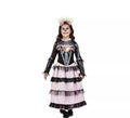 Disfraz de Señorita del Día de Muertos negro y rosa para niña