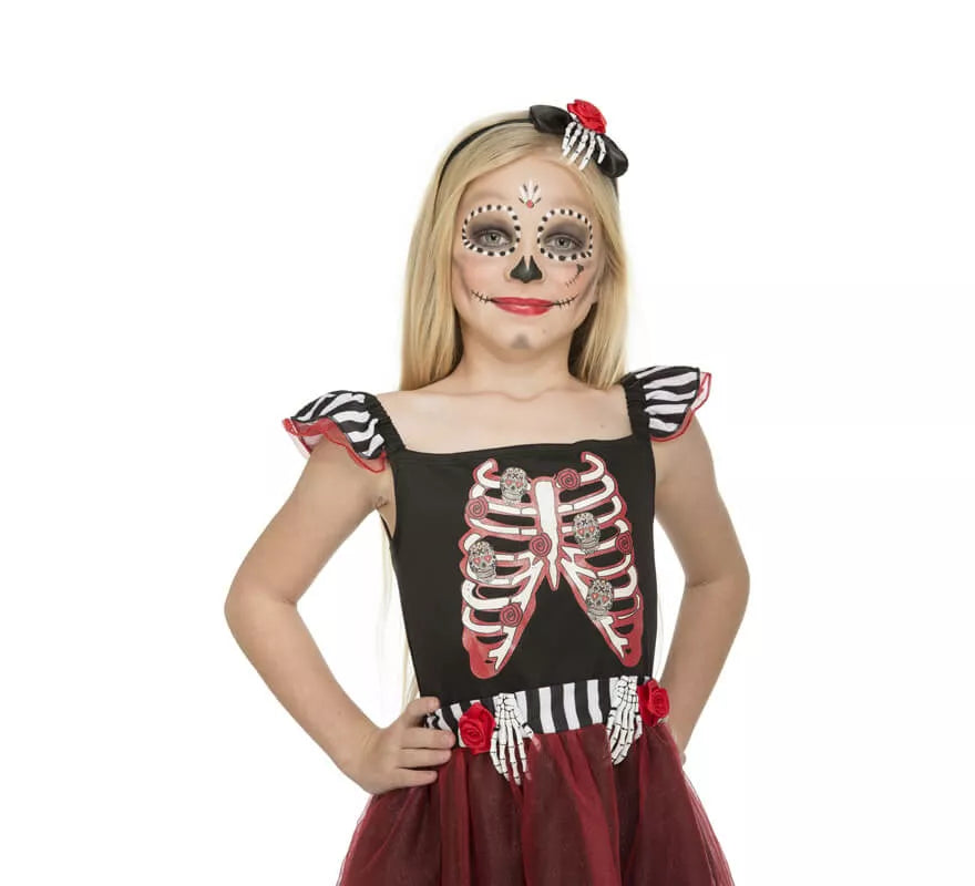 Translation missing: en.Disfraz de Señorita Esqueleto Roja para niña