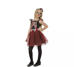 Red Skeleton Miss Costume for girl