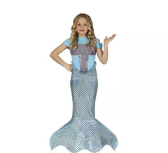 Blue Long Tail Mermaid Costume for Girl