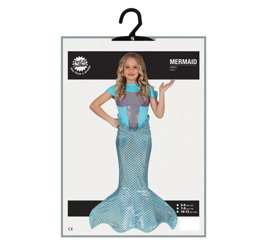 Translation missing: es.Disfraz de Sirena Cola Larga Azul para niña