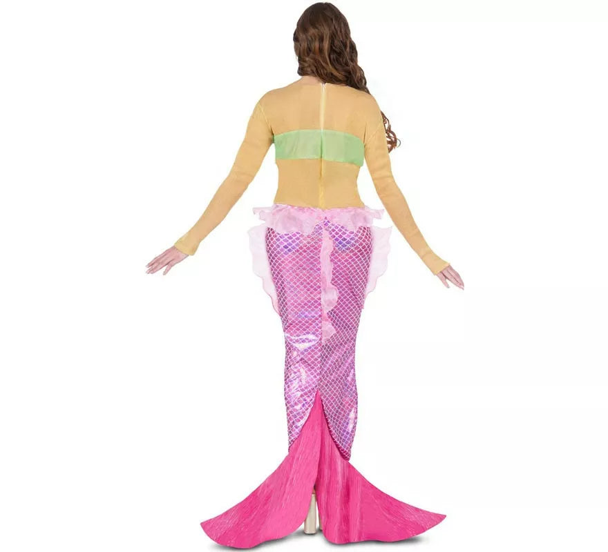 Disfraz de Sirena rosa con cola para mujer