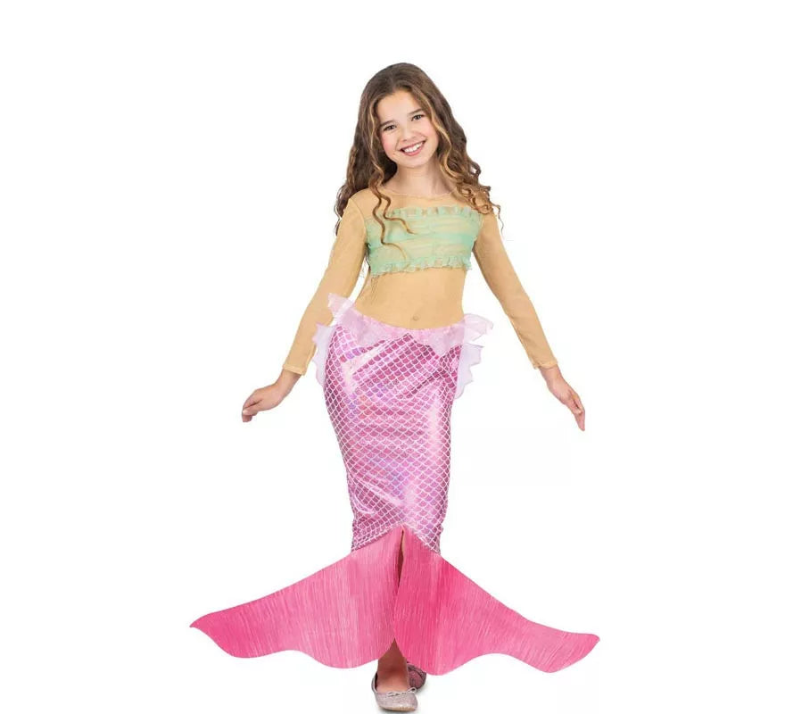 Translation missing: en.Disfraz de Sirena rosa con cola para niña