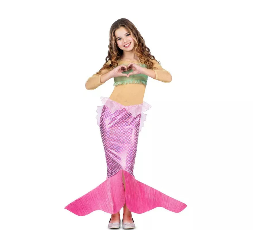Translation missing: en.Disfraz de Sirena rosa con cola para niña