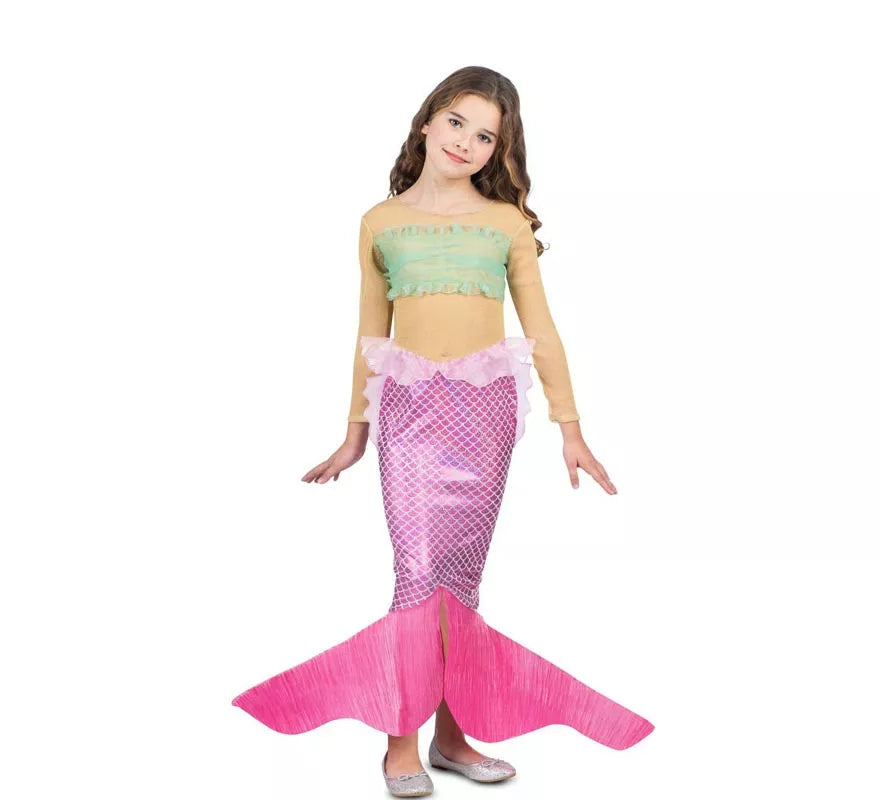 Translation missing: en.Disfraz de Sirena rosa con cola para niña
