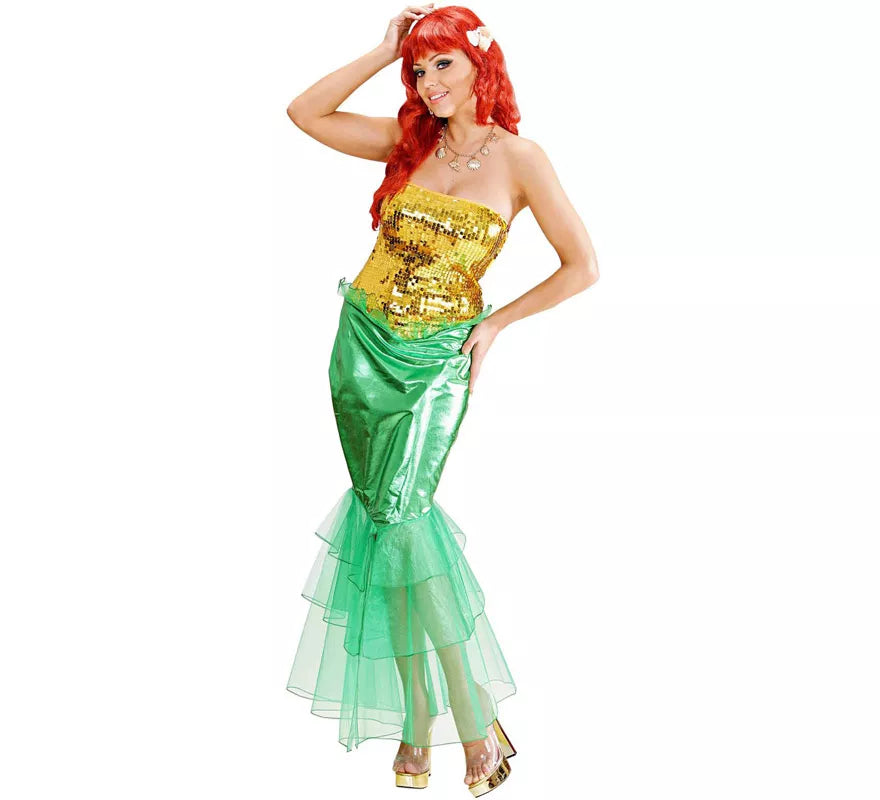 Disfraz de Sirena Verde y Amarillo para mujer