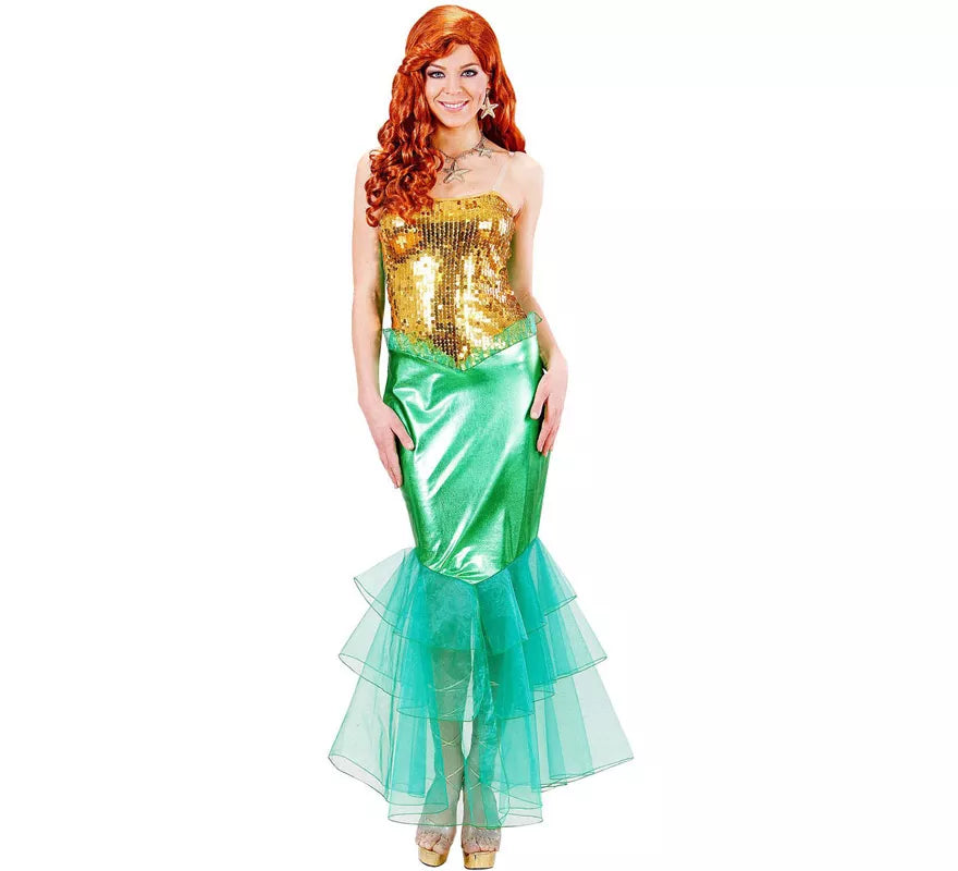 Disfraz de Sirena Verde y Amarillo para mujer