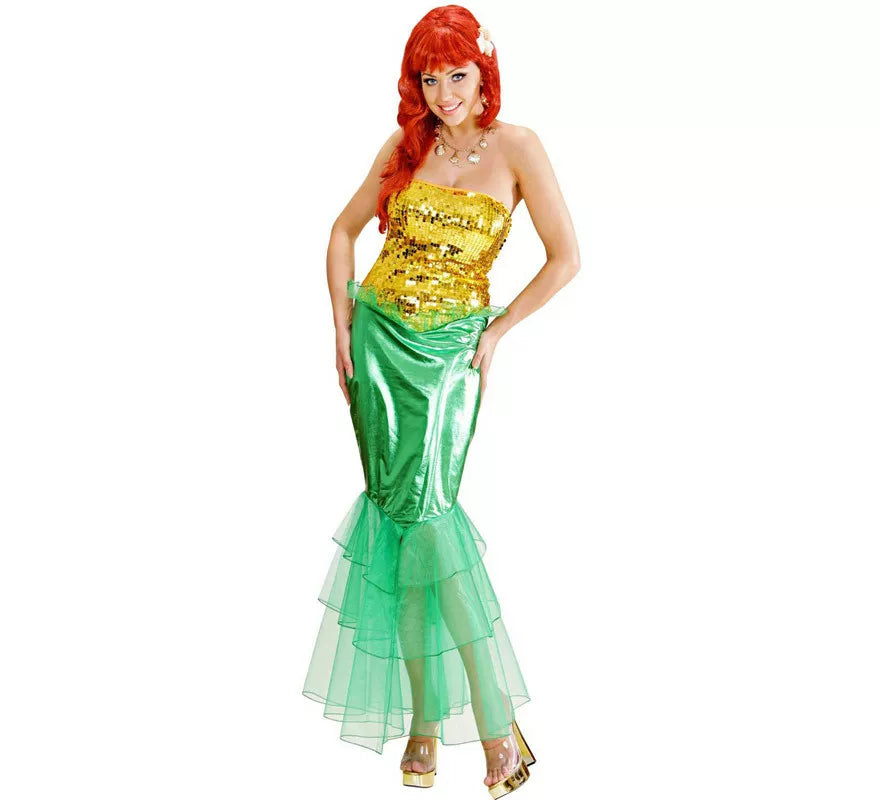 Disfraz de Sirena Verde y Amarillo para mujer