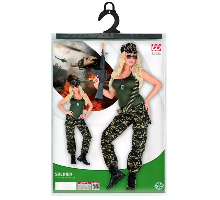 Disfraz de Soldado camuflado verde para mujer