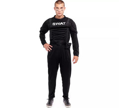Black Muscular SWAT Soldier Costume for Men
