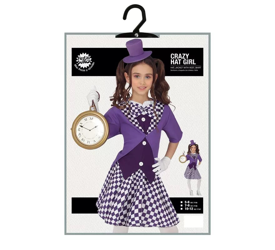 Disfraz de Sombrerera Morado para niña