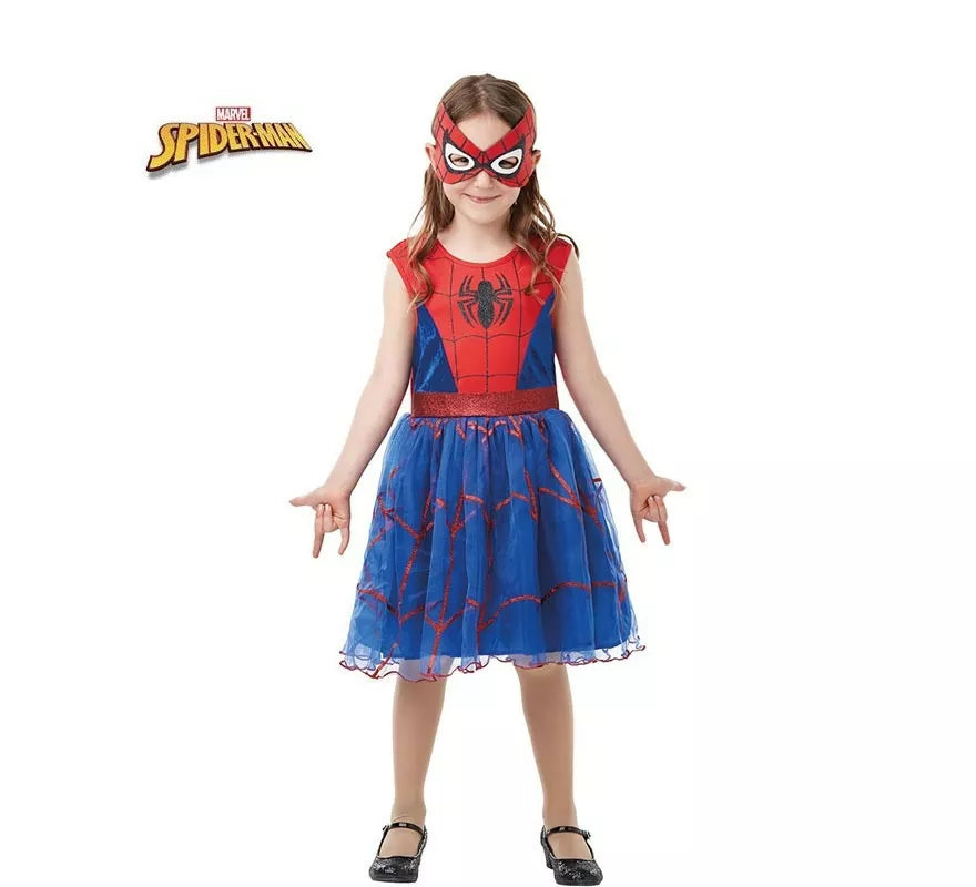 Translation missing: en.Disfraz de Spider Girl de Spiderman en vestido con antifaz para niña