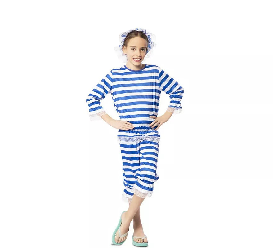 Translation missing: en.Disfraz de Srta. Bañista Retro Años 20 Azul para niña