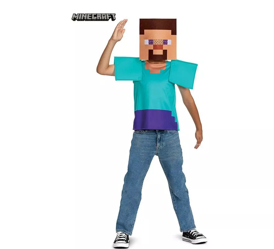 Translation missing: en.Disfraz de Steve Minecraft con máscara para niño