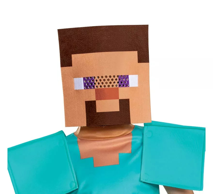 Disfraz de Steve Minecraft con máscara para niño