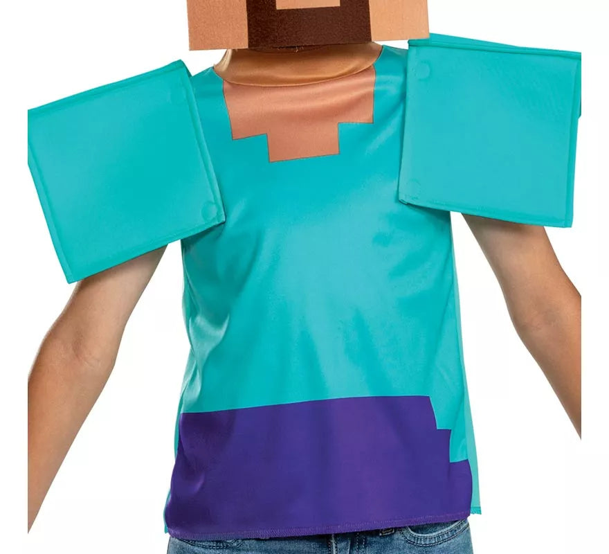 Disfraz de Steve Minecraft con máscara para niño