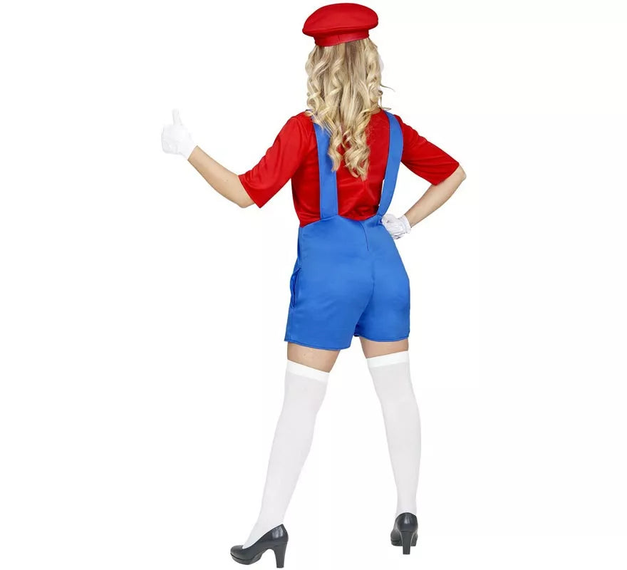 Disfraz de Súper Fontanera roja para mujer