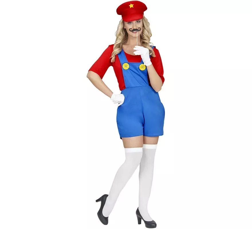 Disfraz de Súper Fontanera roja para mujer