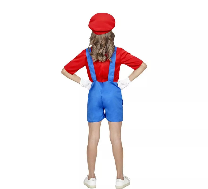 Disfraz de Súper Fontanera roja para niña y adolescente