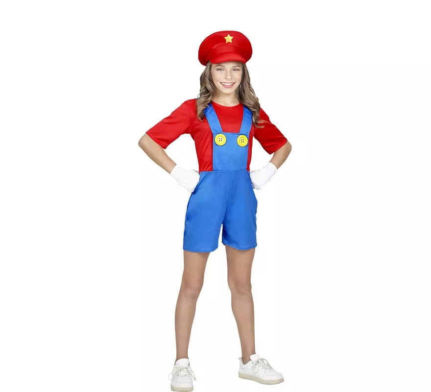 Translation missing: en.Disfraz de Súper Fontanera roja para niña y adolescente