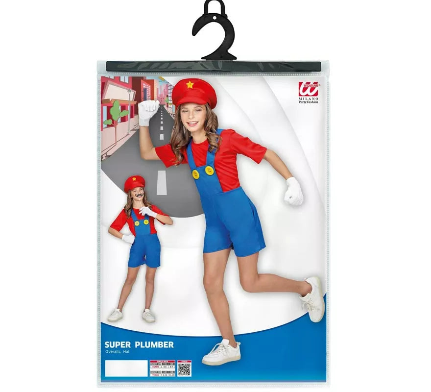 Disfraz de Súper Fontanera roja para niña y adolescente
