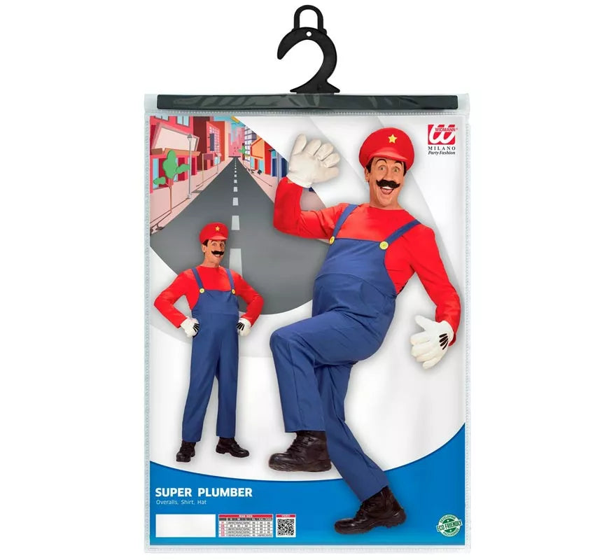 Disfraz de Súper Fontanero rojo para hombre