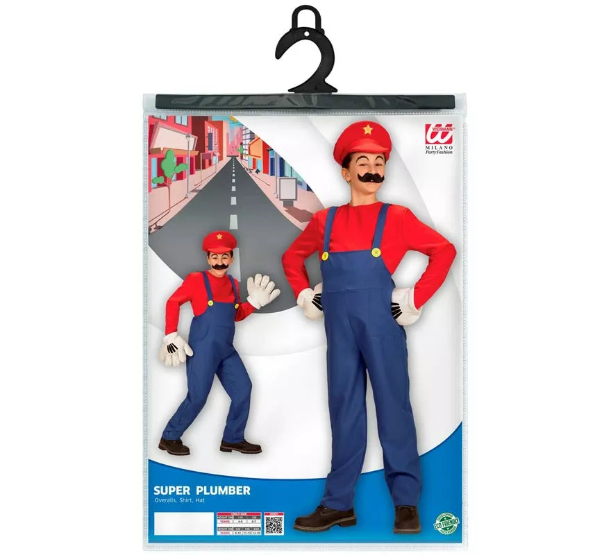 Disfraz de Súper Fontanero rojo para niño y adolescente