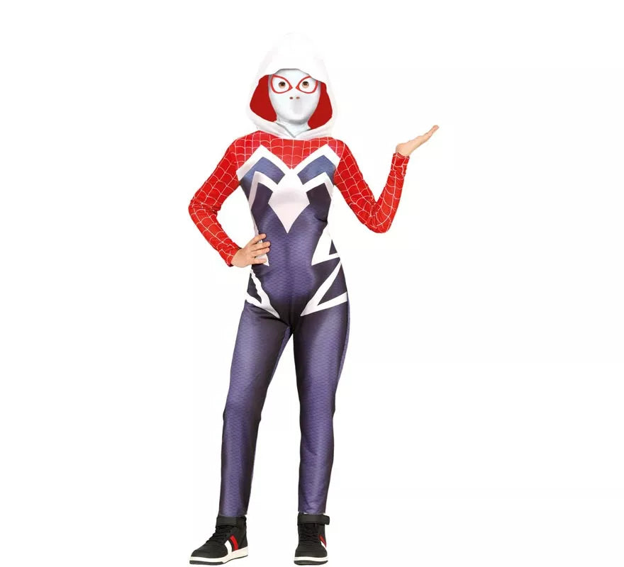 Translation missing: en.Disfraz de Super Heroína Arácnida encapuchada para niña
